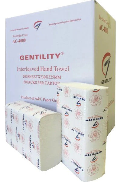 GENTILITY Interleaved Hand Towels 1ply 23cm x 23cm