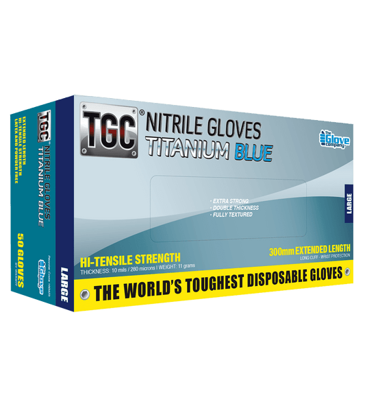 TGC® Titanium Blue Nitrile Disposable Gloves