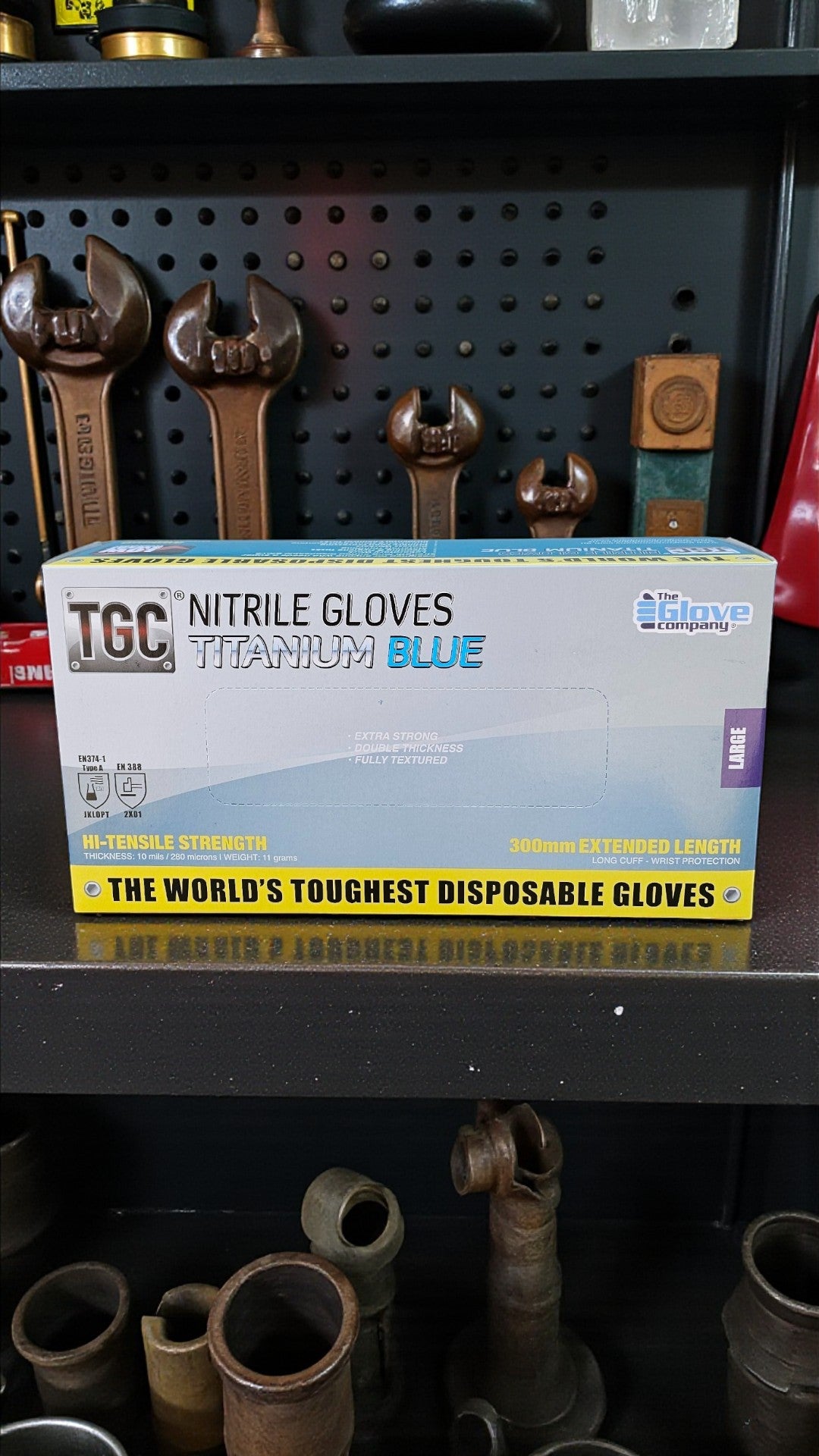 TGC® Titanium Blue Heavy Duty Nitrile Gloves - Wholesale Industrial Carton - 10 Boxes (500 Gloves)