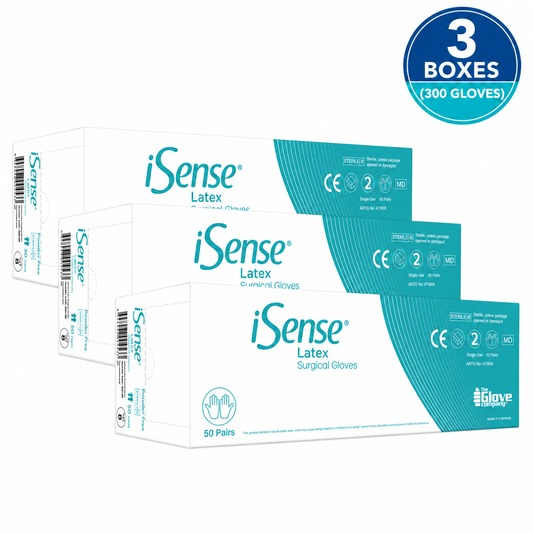 iSense® Sterile Latex Surgical Gloves - Surgical Grade - 3 Box Bundle