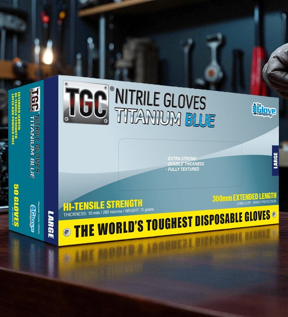 TGC® Titanium Blue Heavy-Duty Nitrile Gloves - 3 Box Value Bundle (150 Gloves)