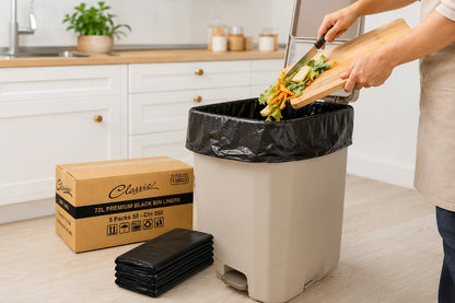 Classic Premium Black Bin Liners 72L - 250 Bags (5 Packs x 50)