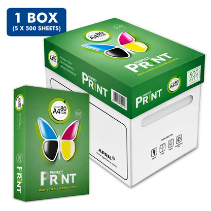 Perfect Print A4 Copy Paper 80 GSM 1 Box (5 X 500 Sheets)