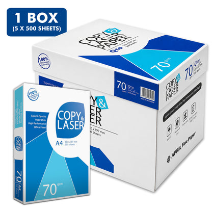 Copy & Laser A4 Copy Paper 70 GSM 1 Box (5 X 500 Sheets)