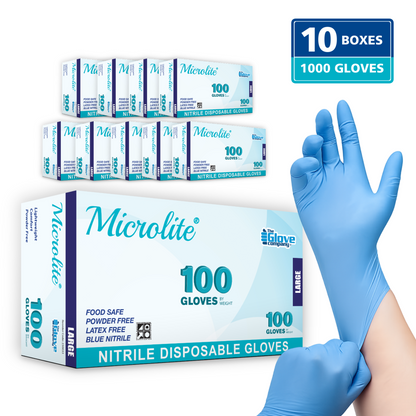 Microlite® Nitrile Disposable Gloves - Wholesale Carton - Medical & Food Safe - 10 Boxes (1,000 Gloves)