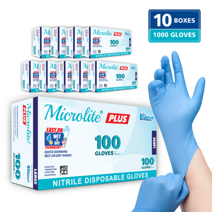 Microlite® Nitrile Disposable Gloves - Wholesale Carton - Medical & Food Safe - 10 Boxes (1,000 Gloves)