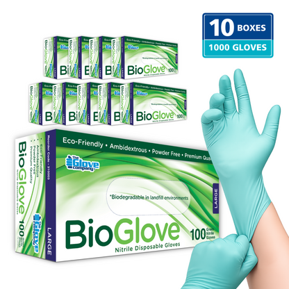 BioGlove® Green Nitrile Disposable Gloves - Wholesale Carton - 10 Boxes (1,000 Gloves)