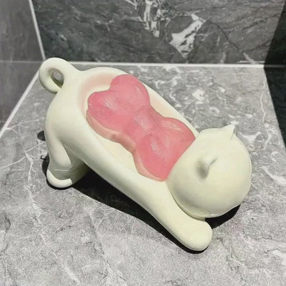 Cute Cartoon Cat-Shaped Self-Draining Soap Dish
